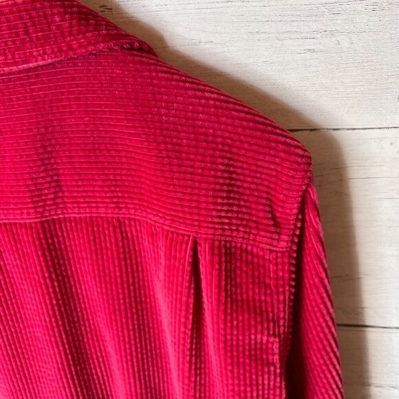 L.L. Bean Shacket Womens Size Medium Hot Pink Corduroy Button Down Cotton Fall - Picture 15 of 16